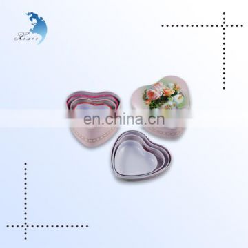High Quality Promotional 3 Sets Heart Shape Gift Metal Trinkets Boxes