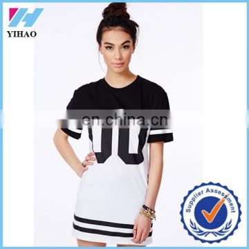 Yihao Trade assurance women printed Monochrome Baseball Loose Long T-Shirt Dress