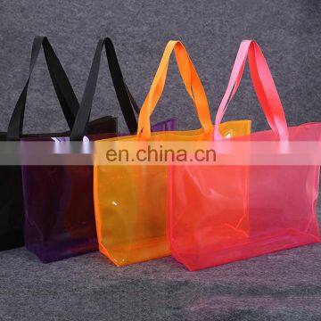 Wholesale Custom Logo High Quality Transparent Pink Black 2 Shoulder Belt Waterproof Jelly PVC Tote Bag Handbags