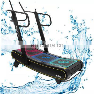 Curved treadmill & air runner exercise equipment for gym use strengthen training running machine self powered  Manual