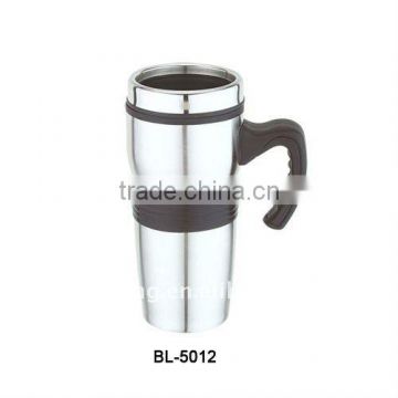 double walled stainless steel travel coffee thermos mug tumbler with handler