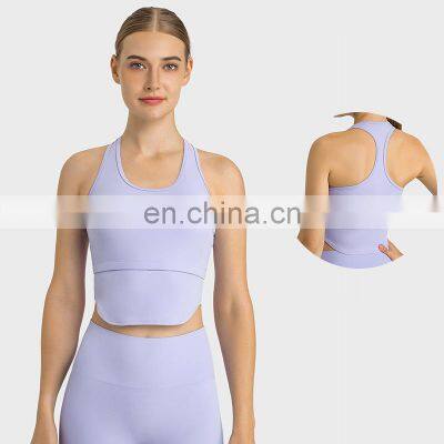 Newest Hot Sexy Back Hollow Out Women's Running Active Wear Bra Top Ladies Longline Dance Fitness Gym Bra Sportswear Clothes