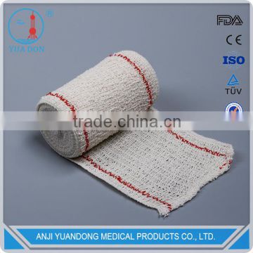 YD-3002 Hot Factory High Quality Elastic Cotton Crepe Bandage ( red/bule line) with ISO&FDA