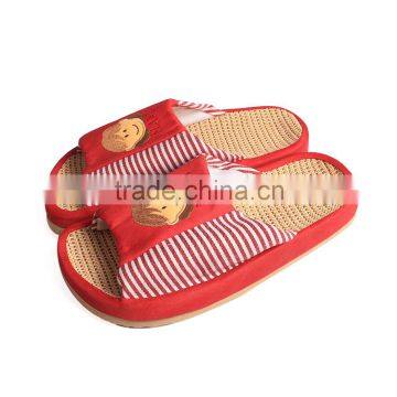 High quality comfortable linen open-toe slippers