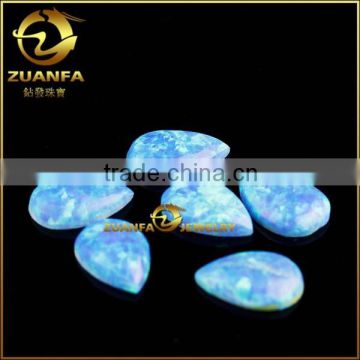best selling flat blue pear shape 10x12mm synthetic opal cabochon