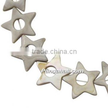 Freshwater Shell Beads Strands, Plating, Star, Dyed, Gray, Size: 3mm thick, hole: 1mm, 17pcs/strand, 15.5"(SHEL-22.5X22.5)