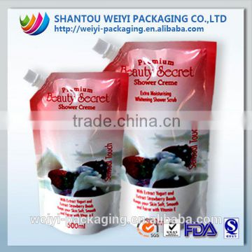 Custom FDA approved liquid soap pouch with spout