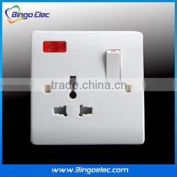 double 13a wall switched socket with neon