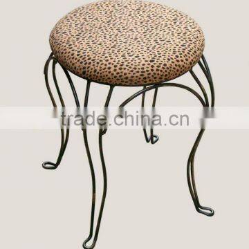 round upholstered steel legs living room footstool