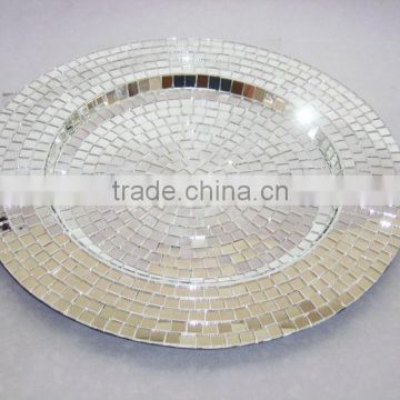 Mosaic Charger Plate, glass mosaic charger plate, charger plate