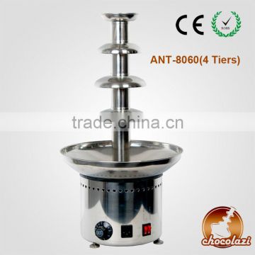 CHOCOLAZI ANT-8060 CE&RoHS Auger 4 tiers stainless steel commercial party 4 tiers high grade Industrial chocolate fountain