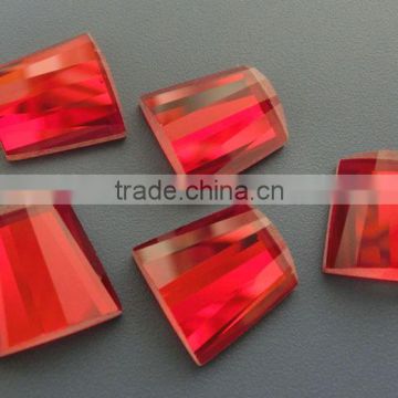 Flat back light Siam trapezoid shaped crystal stone for jewelry making