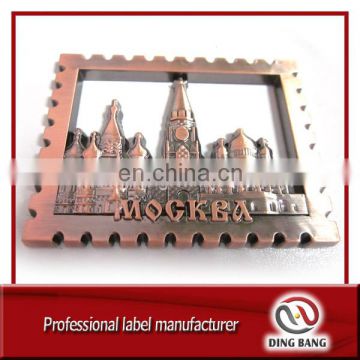 OEM Wholesale High Technics Bronze Plated Custom 3D Metal Souvenir Rectangle Creative Fridge Magnet