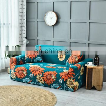 i@home quality full fabric blue universal elastic floral print stretchable sofa cover polyester
