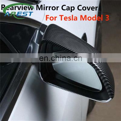 matte Carbon fiber back electroplate For Tesla Model 3 Sides Decoration Rearview Mirror Cap Cover accessories