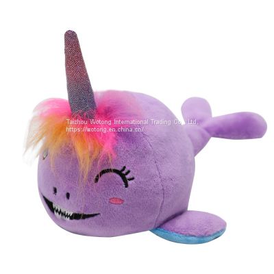Double Sided Doll Flipped Whale Doll Reversible Flip Narwhal Whale Mood Plushy Stuffed Toy For Kids Gifts