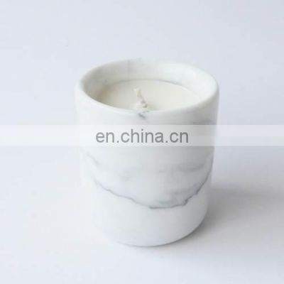 white marble wax candle jar
