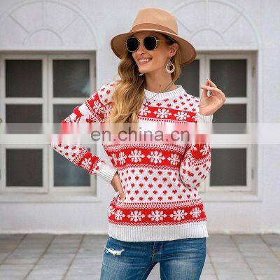 Wholesale 2021 Winter Quality Style Knit Fabric Cute Women Dress Red Sweater Christmas