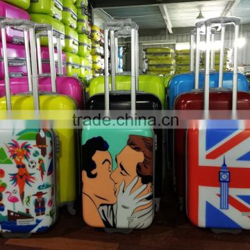 big brand high quality pc material suitcase luggage trolley case with printing film cover