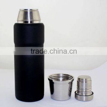 Double layer 18/8 stainless steel vacuum flask with steel stopper &steel cap