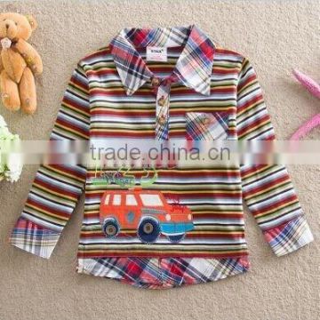2-6Y (82162#stripe) Nova kids wear baby boy long sleeve t shirt cotton car character tops