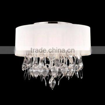 New product contracted glass ceiling light with white textured linen shade ceiling light