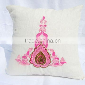 Hand Embrodiery Indian Linen Cushion Cover