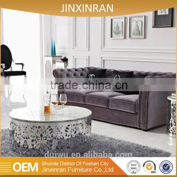 Foshan shunde factory silver stainless steel round coffee table home using
