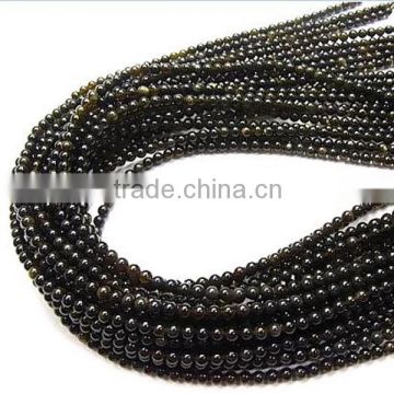 4mm natural gold obsidian gemstone beads for jewelry making