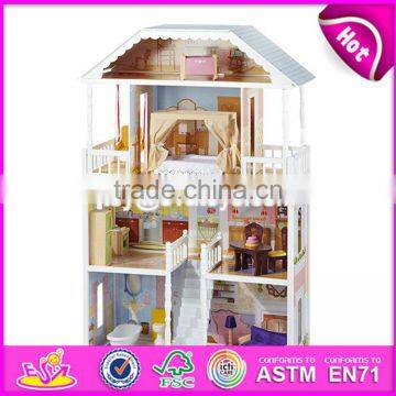 New design beautiful princess wooden dollhouse for children W06A218