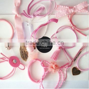 2017 Alibaba Wholesale Pink Charm Knotted Hair Tie Set