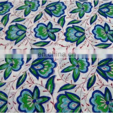 Indian Floral Cotton Hand Block Printed Jaipuri Sanganeri Handmade Fabric / Fabric / 100% Cotton Fabric