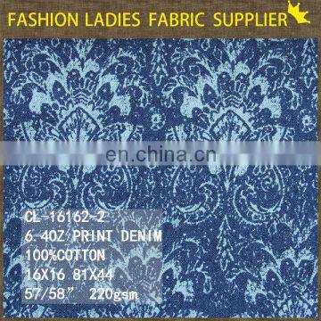 100% denim fabric print denim jeans