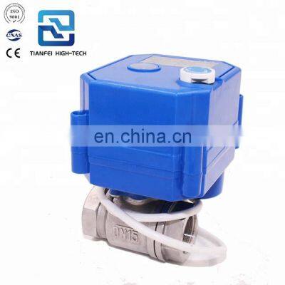 12v electric water valve dn25 NPT full bore ss304 normally close cwx25s electric ball valve