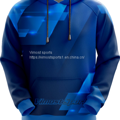 Blue Customized Sublimation Hoodie of Black Strings for Men