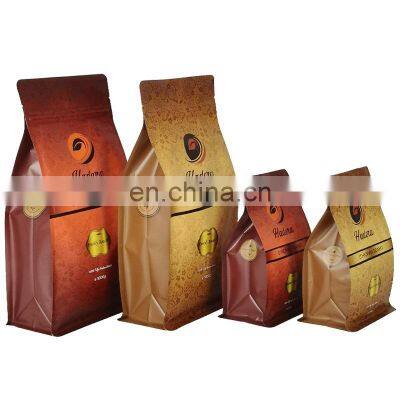 250g 1000g coffee beans packaging bag flat bottom aluminum foil pouch food grade coffee valve packaging with zipper