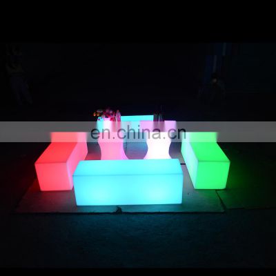 Bench Chairs Colors Changing Illuminated LED Sofa Sets Plastic Sectional Sofa Chair LED Nightclub Bar Party Luxury Sofa Modern