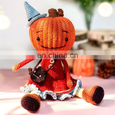 Hot Sale Crochet Pumpkin Witch Doll Halloween Decor Handmade Kid's Toy crochet toy for baby Vietnam Supplier Cheap Wholesale