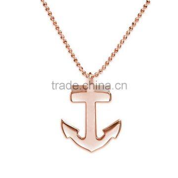 Personalised Stainless Steel Rose Gold Plated Anchor Necklace With Ball Chain