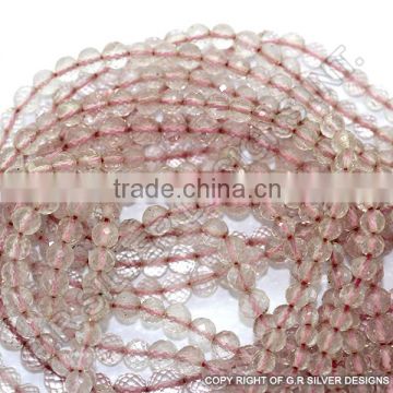 natural rose quartz gemstone beads strands rondelle faceted wholesale suppliers india