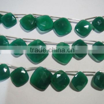 15mm - 20mm Green Onyx faceted square gemstone beads