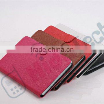 Litchi Leather Case for iPad Mini,For iPad Mini Book Style Leather Case,black/white/red/brown/hot pink