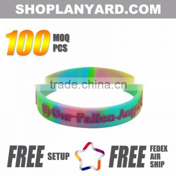Multicolor Embossed + Imprinted Silicone Braclets
