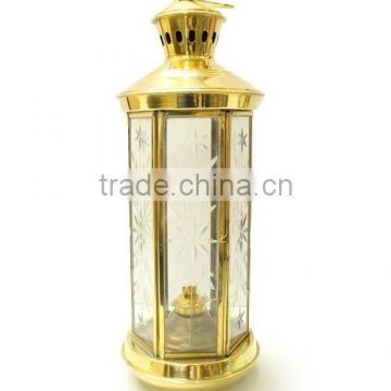 Ship Lamp, Antique Lantern Open Door Keosene Oil Burner Shiny, Brass Ship Lamp