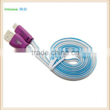 colorful led smiley face micro usb cable for iphone 4,usb flat cable