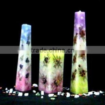 Decorative Taper and Block Chips Floral Handmade Natural Candles