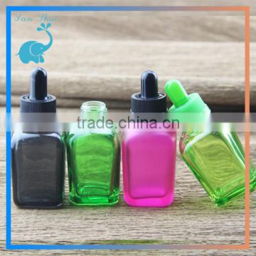 colored bottles with childproof caps, glass dropper bottles