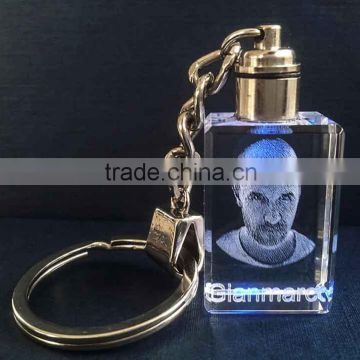 2d laser engraved crystal reflection keychain