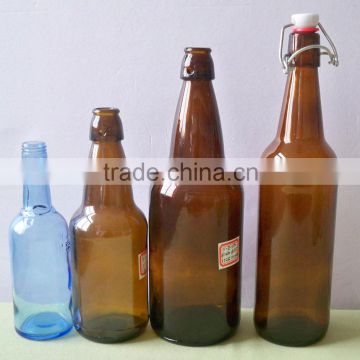 Swing top round clear glass bottles