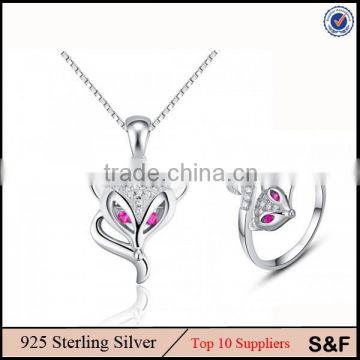 Wholesale 925 Sterling Silver Jewelry Set Fox Silver Jewelry Silver Fashion Jewelry Set For Ladies